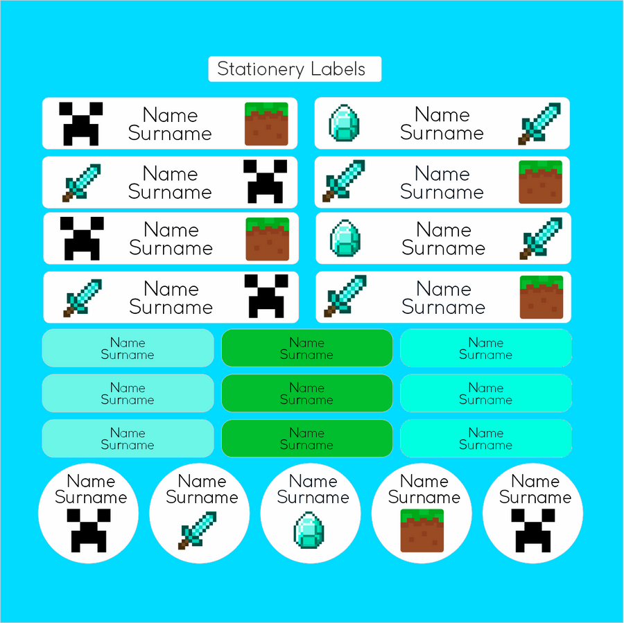 Pixel Games Stationery Label Maxi Combo