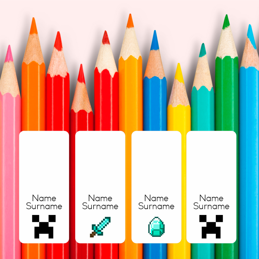 Pixel Games Wrap Around Pencil Labels