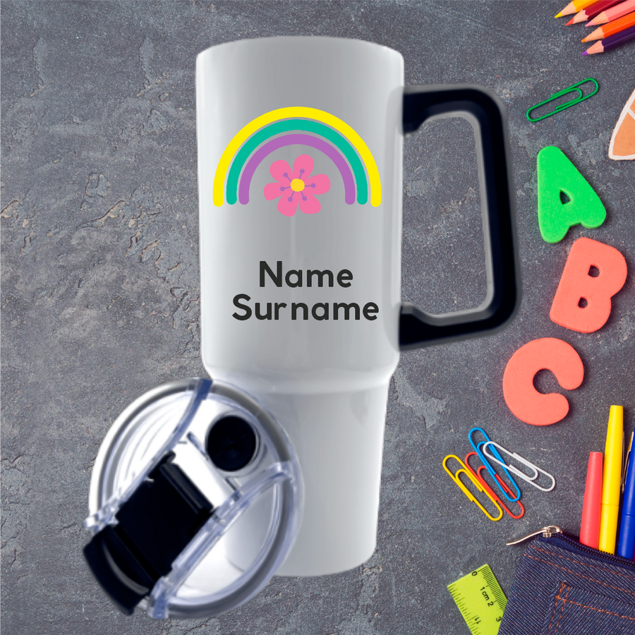 Rainbow and Flowers Stanley Dupe 890ml Tumbler