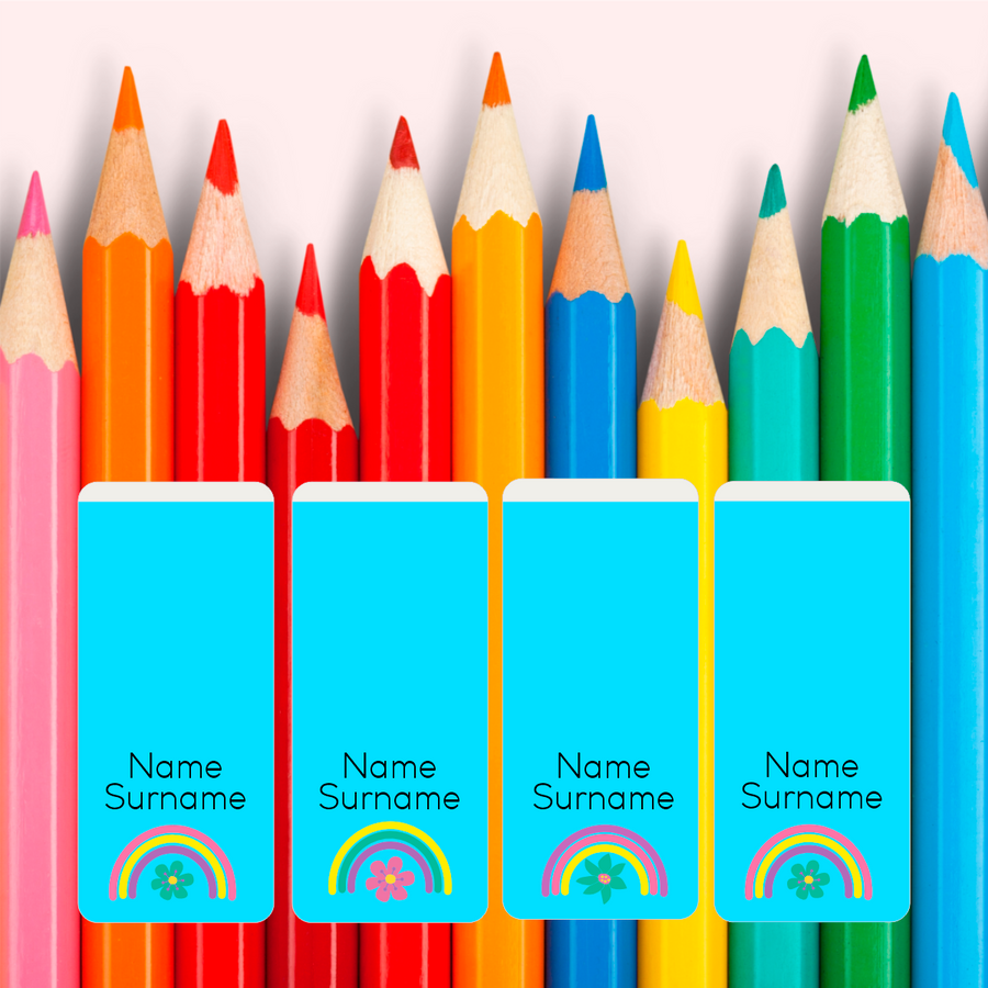Rainbows and Flowers Pencil Wrap Around Pencil Labels