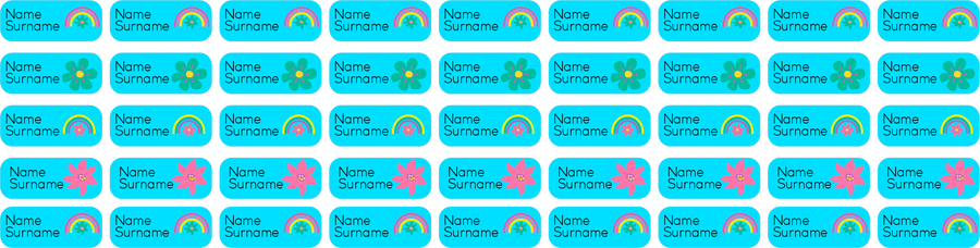 Rainbow and Flowers Clothing Labels