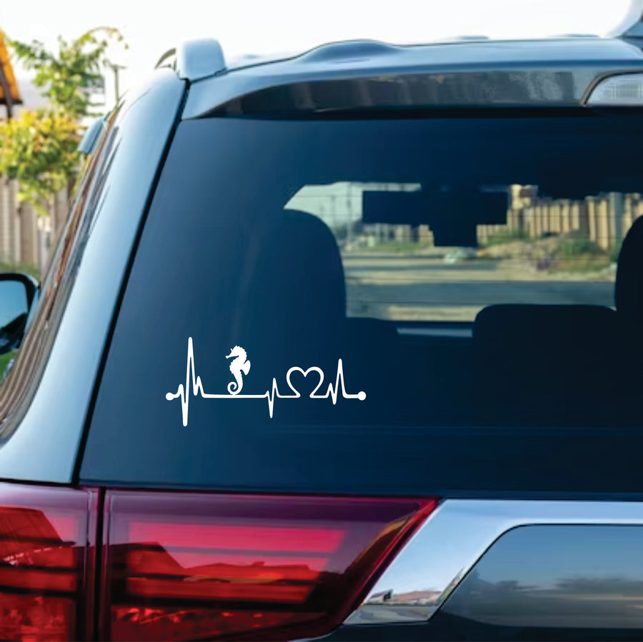 Seahorse Heartbeat Car Sticker