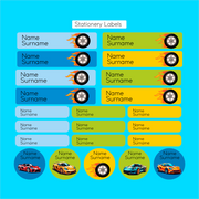 Super Cars Stationery Labels