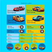 Super Cars Stationery Labels