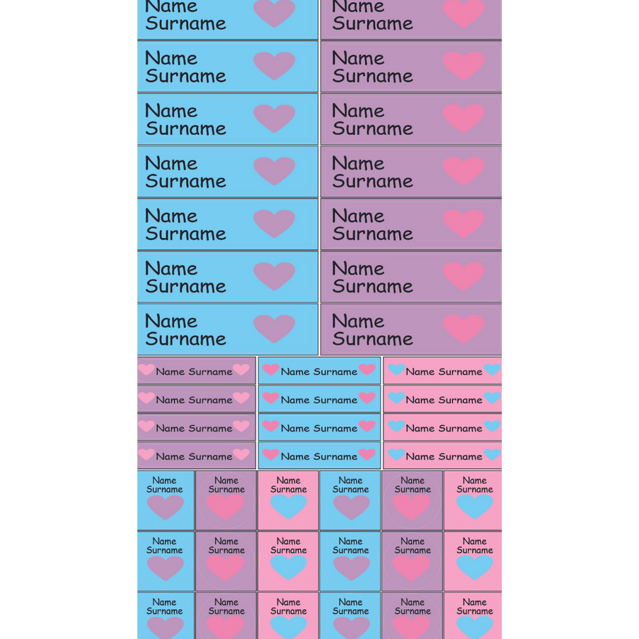 Pink and Purple Hearts Labels