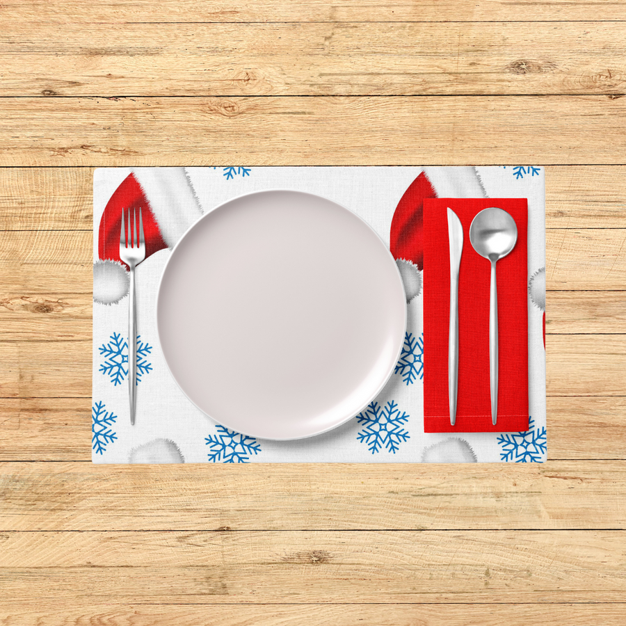 Red Playful Santa Hats PVC Placemats