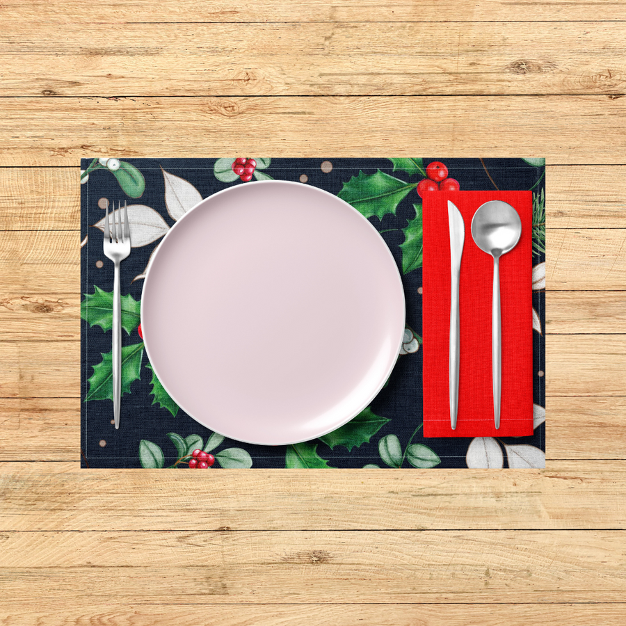 Blue Elegant Winter Christmas PVC Placemats