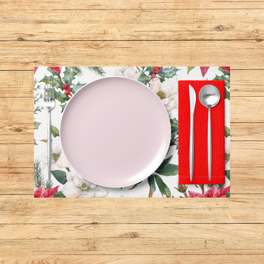Christmas Floral Pattern PVC Placemats