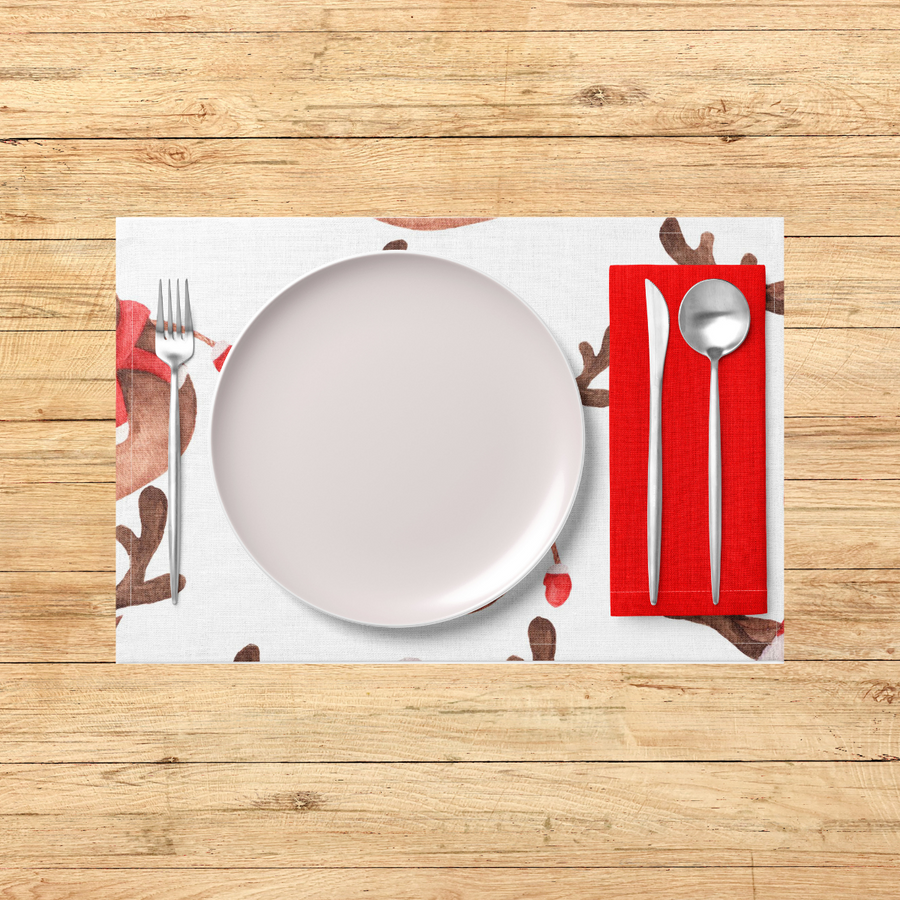 Red Playful Reindeer PVC Placemats