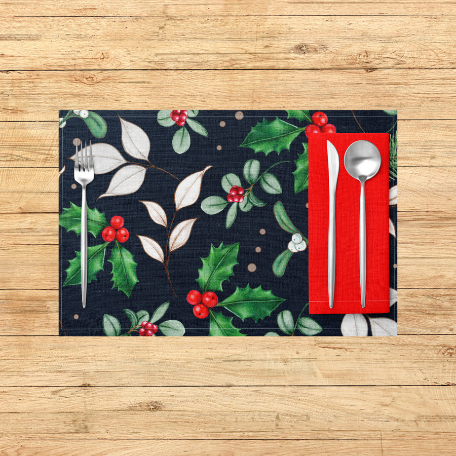 Blue Elegant Winter Christmas PVC Placemats