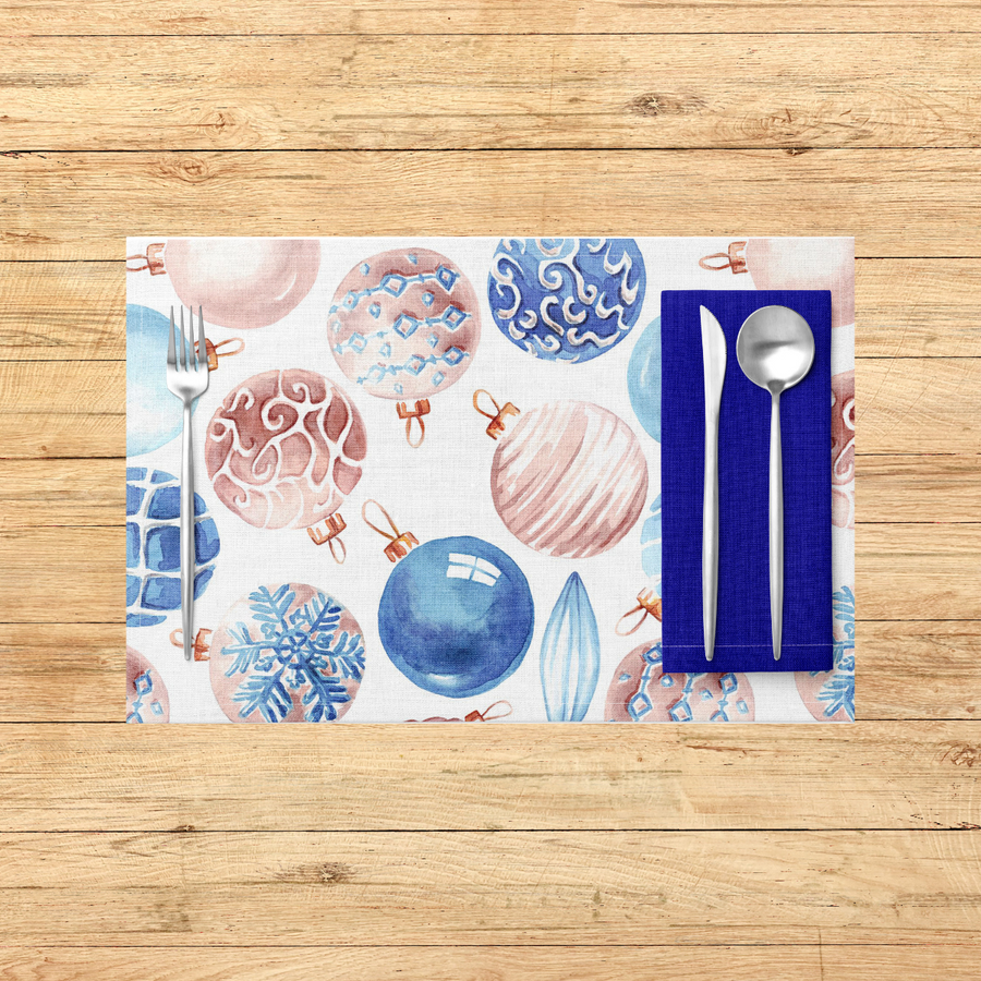 Blue Christmas Balls PVC Placemats