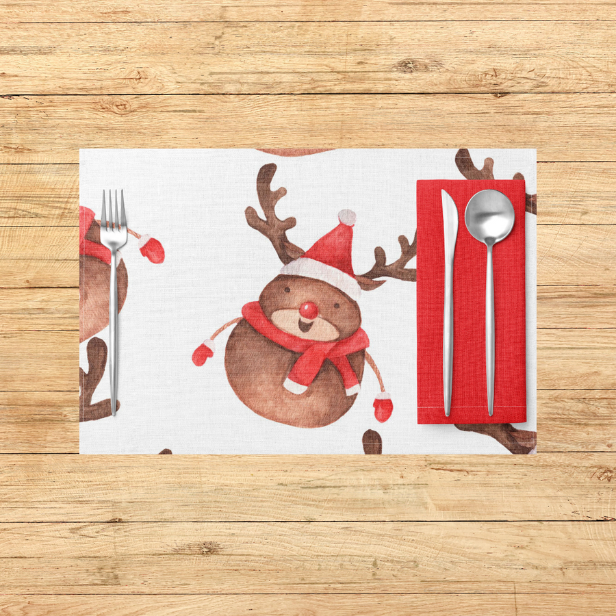Red Playful Reindeer PVC Placemats