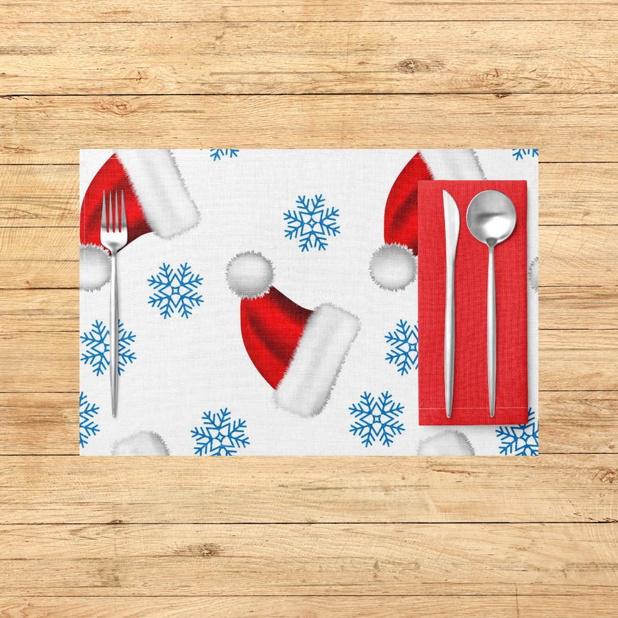 Red Playful Santa Hats PVC Placemats