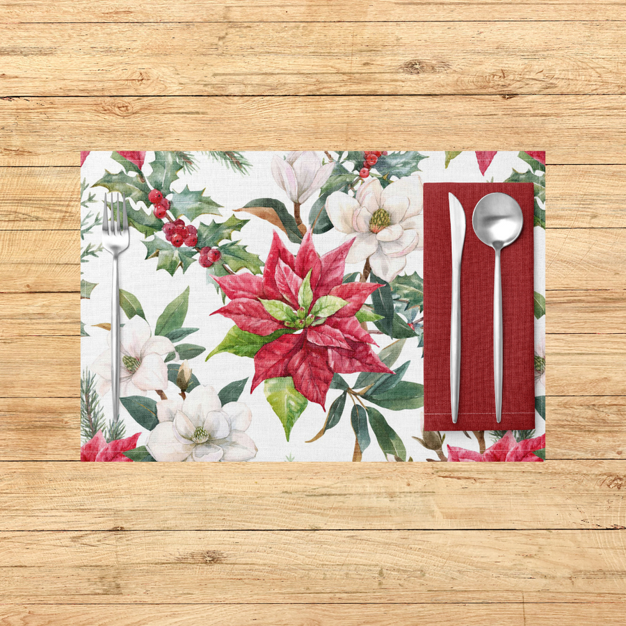 Christmas Floral Pattern PVC Placemats