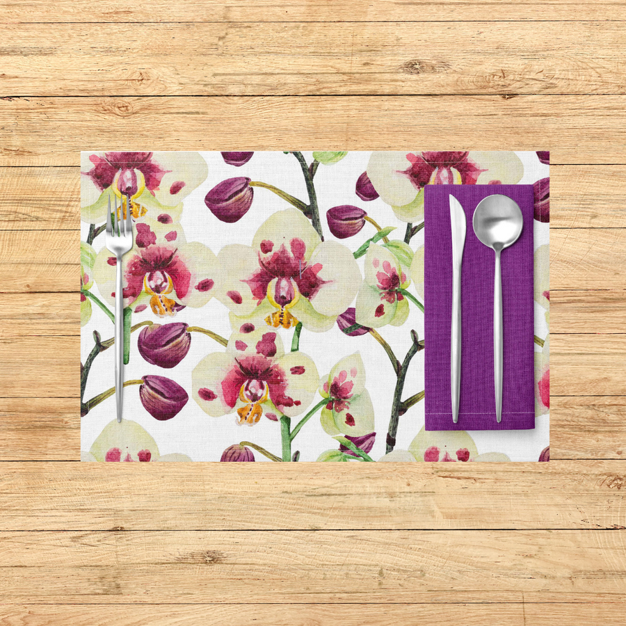 Watercolour Painted Orchids Placemats