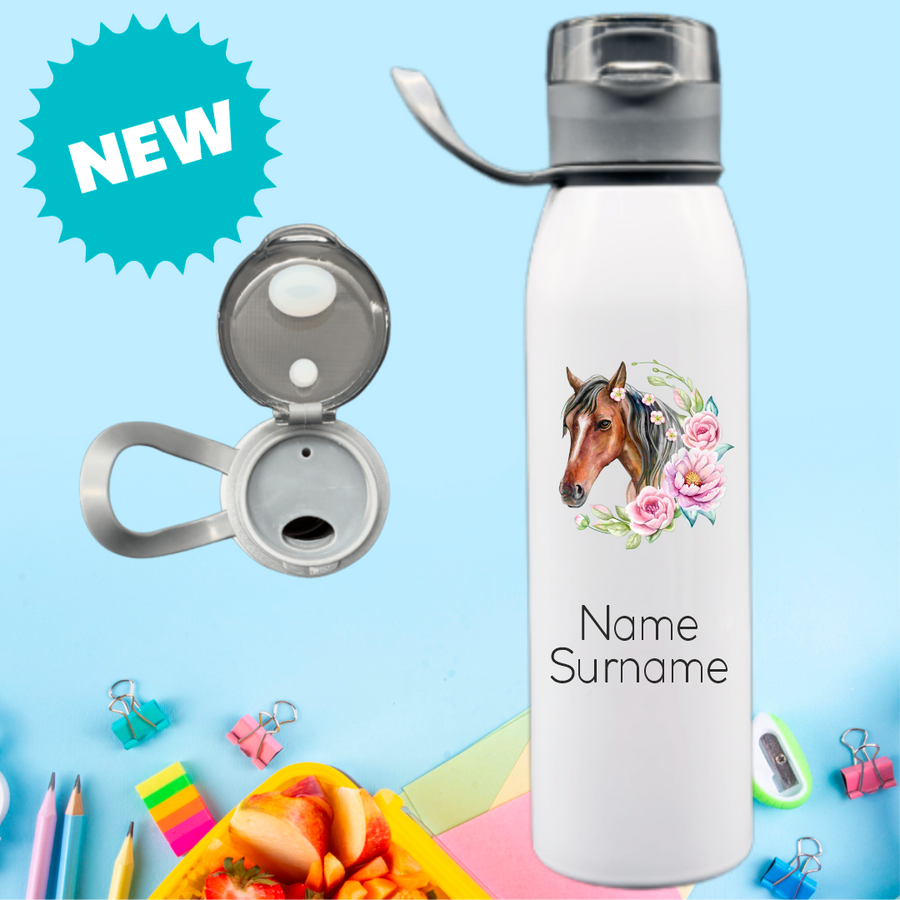 Flower Horse Stainless Steel Personalised Bottle