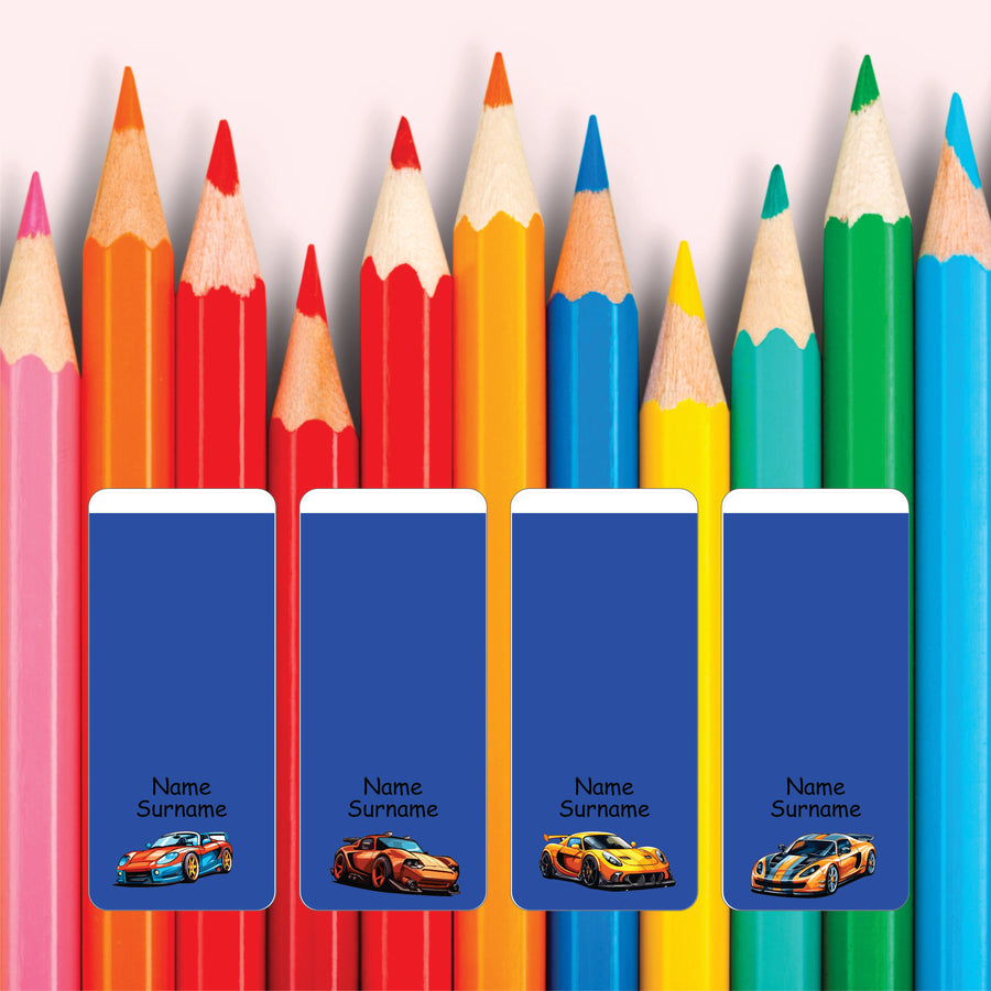 Super Cars Around Pencil Labels